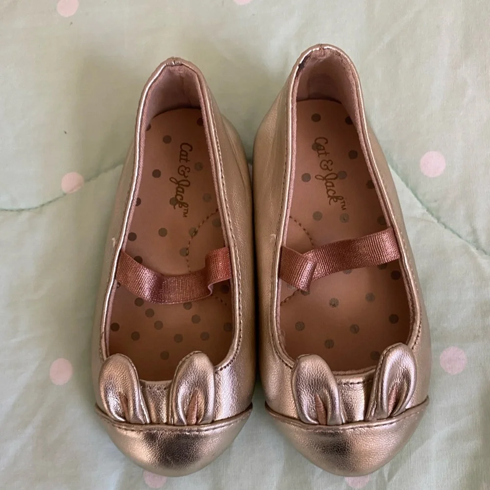 Toddler Baby Cat & Jack Girls Gold Bun Dress Shoes Size 5